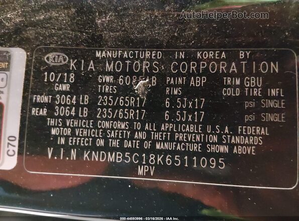 KNDMB5C18K6511095 2019 KIA SEDONA Black Շարժիչի բաժամունքի տեսք