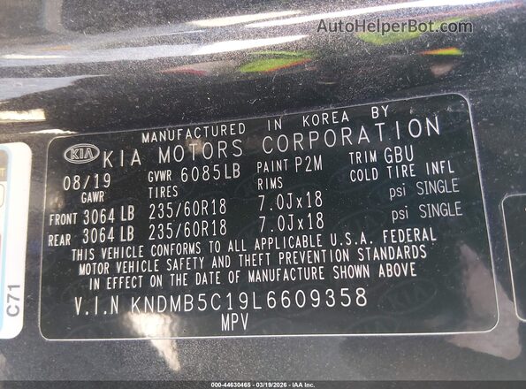 KNDMB5C19L6609358 2020 KIA SEDONA Black 