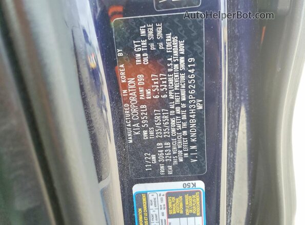 KNDNB4H33P6256419 2023 KIA CARNIVAL Blue Панорамний вид салону 360°