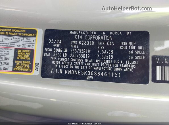 KNDNE5K36S6461151 2025 KIA CARNIVAL MPV Gray Widok komory silnika