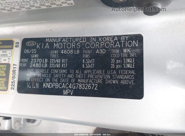 KNDPBCAC4G7832672 2016 KIA SPORTAGE Silver 