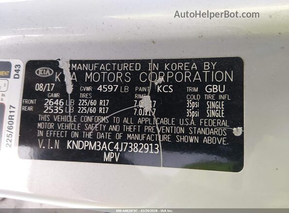KNDPM3AC4J7382913 2018 KIA SPORTAGE Silver Engine compartment view