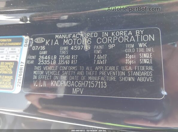 KNDPM3AC6H7157113 2017 KIA SPORTAGE Black Engine compartment view