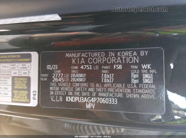 KNDPU3AG4P7060333 2023 KIA SPORTAGE HYBRID Black Вид підкапотного простору