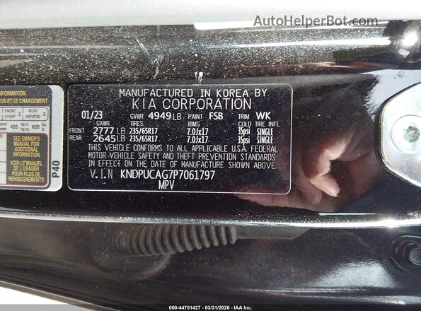 KNDPUCAG7P7061797 2023 KIA SPORTAGE HYBRID Black Widok komory silnika