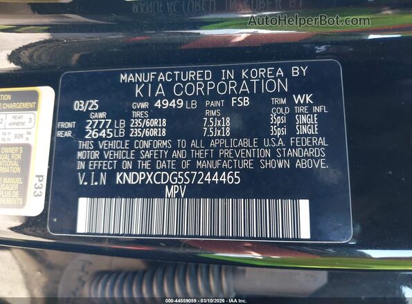 KNDPXCDG5S7244465 2025 KIA SPORTAGE HYBRID Black Вид підкапотного простору
