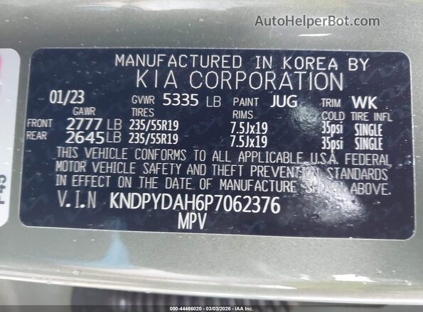 KNDPYDAH6P7062376 2023 KIA SPORTAGE PLUG-IN HYBRID Green Շարժիչի բաժամունքի տեսք