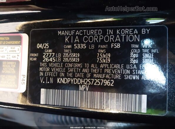 KNDPYDDH2S7257962 2025 KIA SPORTAGE PLUG-IN HYBRID Black Engine compartment view