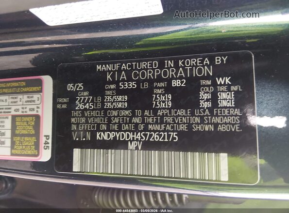 KNDPYDDH4S7262175 2025 KIA SPORTAGE PLUG-IN HYBRID Dark Blue Շարժիչի բաժամունքի տեսք