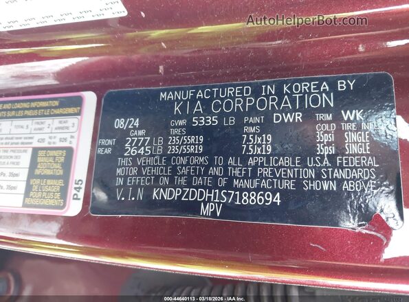 KNDPZDDH1S7188694 2025 KIA SPORTAGE PLUG-IN HYBRID Red Вид підкапотного простору