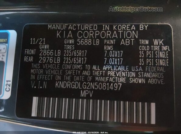 KNDRGDLG2N5081497 2022 KIA SORENTO HYBRID Black 