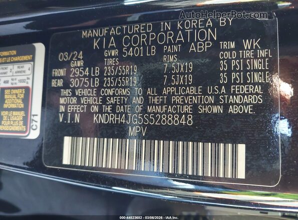KNDRH4JG5S5288848 2025 KIA SORENTO HYBRID Черный Вид подкапотного пространства
