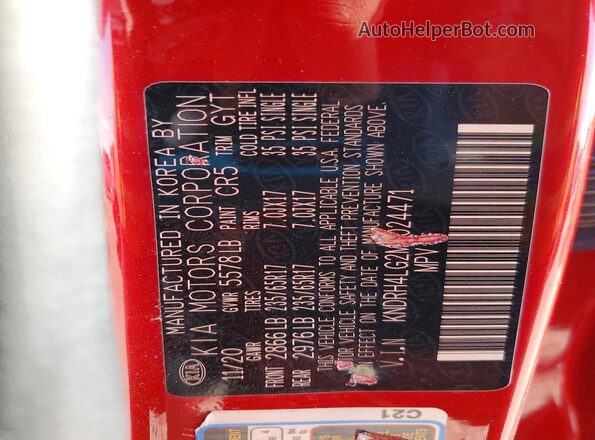 KNDRH4LG2M5024471 2021 KIA SORENTO Red 