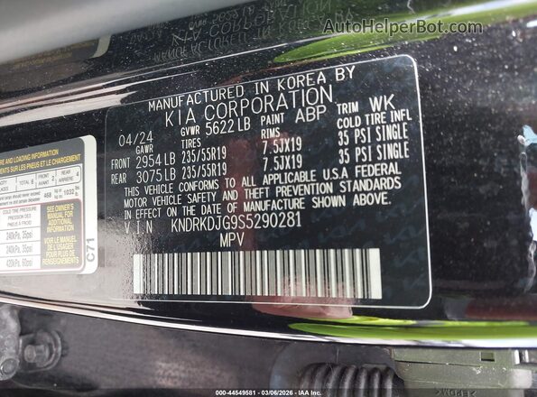 KNDRKDJG9S5290281 2025 KIA SORENTO HYBRID Black 