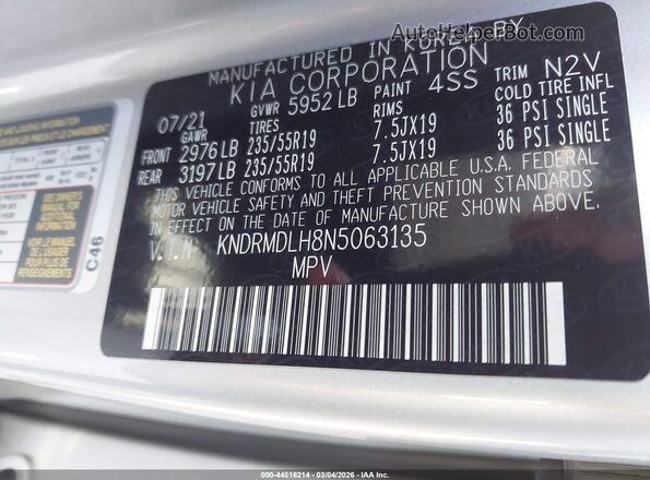 KNDRMDLH8N5063135 2022 KIA SORENTO PLUG-IN HYBRID Gray ძრავის განყოფილების ხედი