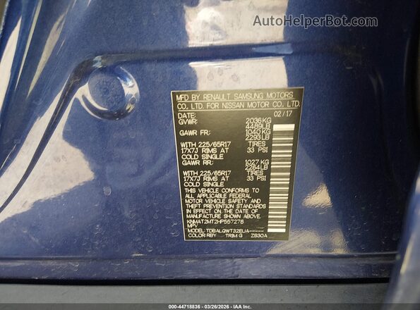 KNMAT2MT2HP557278 2017 NISSAN ROGUE Blue Widok komory silnika