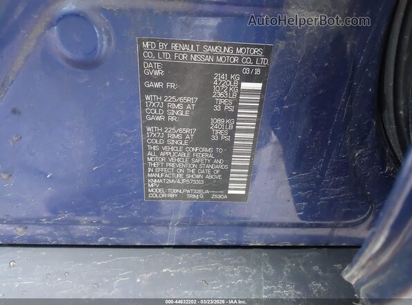 KNMAT2MV4JP573313 2018 NISSAN ROGUE Blue 
