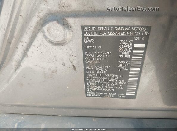 KNMAT2MV6LP500771 2020 NISSAN ROGUE Gray Engine compartment view