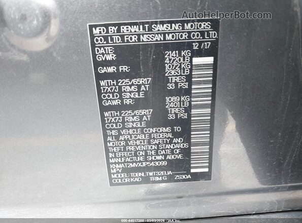 KNMAT2MVXJP543099 2018 NISSAN ROGUE Silver 