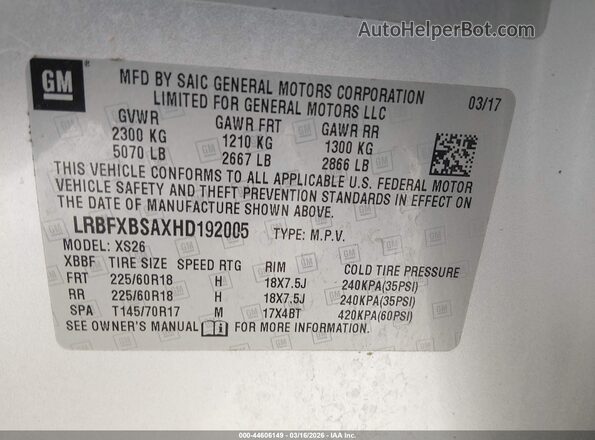 LRBFXBSAXHD192005 2017 BUICK ENVISION Silver Engine compartment view