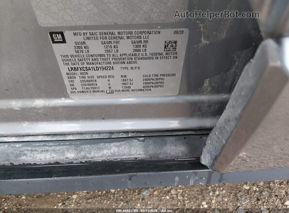 LRBFXCSA1LD194224 2020 BUICK ENVISION Серый Вид подкапотного пространства