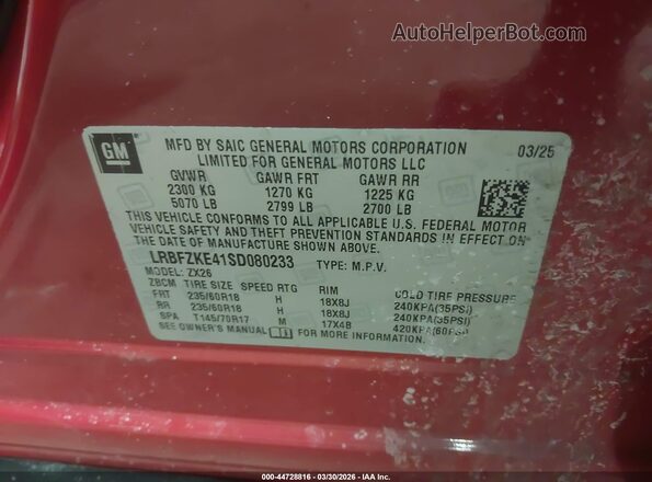 LRBFZKE41SD080233 2025 BUICK ENVISION Red Շարժիչի բաժամունքի տեսք