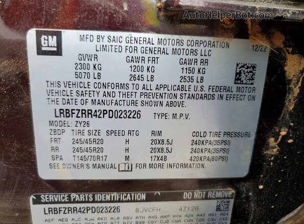 LRBFZRR42PD023226 2023 BUICK ENVISION Maroon Vista del compartimento del motor