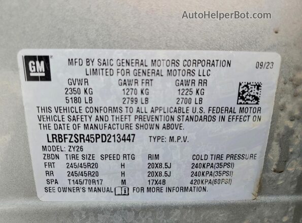 LRBFZSR45PD213447 2023 BUICK ENVISION Gray 360 interior view