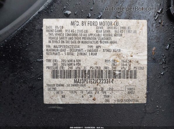MAJ3P1TE2JC223314 2018 FORD ECOSPORT Black Rear seats view
