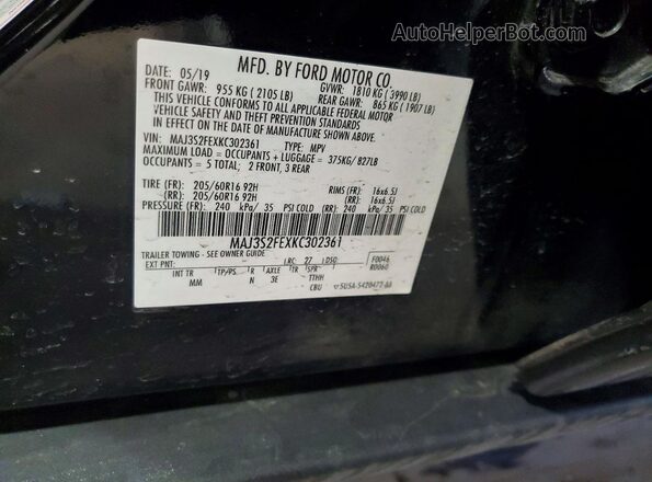 MAJ3S2FEXKC302361 2019 FORD ECOSPORT Black 