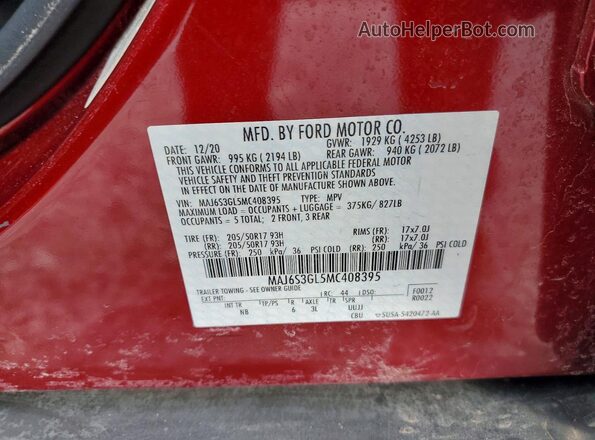 MAJ6S3GL5MC408395 2021 FORD ECOSPORT Красный 