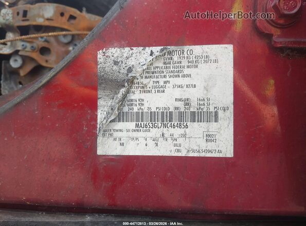 MAJ6S3GL7NC464856 2022 FORD ECOSPORT Red Շարժիչի բաժամունքի տեսք