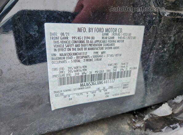 MAJ6S3GLXMC441117 2021 FORD ECOSPORT Black Widok naklejki z numerem VIN