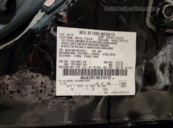 MAJ6S3KL5KC310732 2019 FORD ECOSPORT Black 