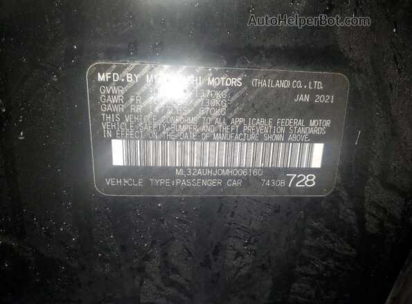 ML32AUHJ0MH006160 2021 MITSUBISHI MIRAGE Black Engine compartment view