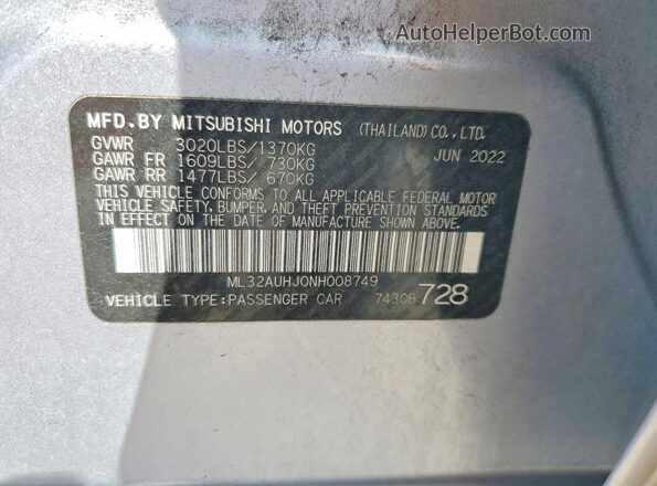 ML32AUHJ0NH008749 2022 MITSUBISHI MIRAGE Silver 