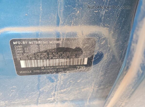ML32AUHJ1NH008307 2022 MITSUBISHI MIRAGE Blue Շարժիչի բաժամունքի տեսք