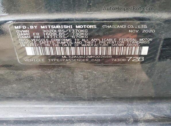 ML32AUHJ2MH002658 2021 MITSUBISHI MIRAGE Black Engine compartment view