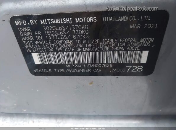 ML32AUHJ9MH007629 2021 MITSUBISHI MIRAGE Silver ძრავის განყოფილების ხედი