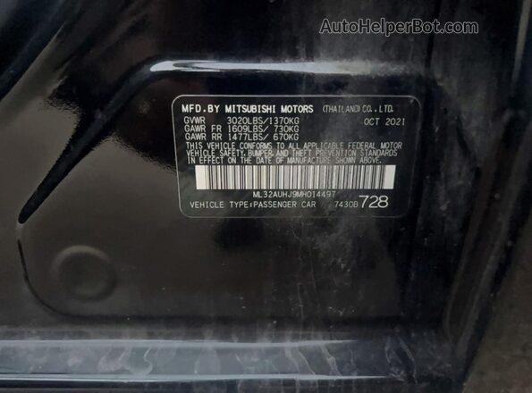 ML32AUHJ9MH014497 2021 MITSUBISHI MIRAGE Black Вид задньої частини салону