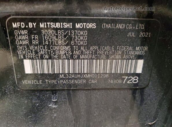 ML32AUHJXMH011298 2021 MITSUBISHI MIRAGE Black ძრავის განყოფილების ხედი