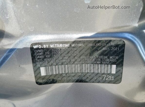 ML32AWHJ0MH009880 2021 MITSUBISHI MIRAGE Серый Вид наклейки с VIN-кодом