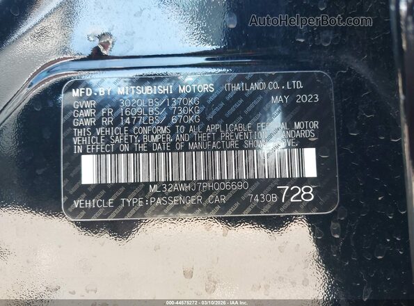 ML32AWHJ7PH006690 2023 MITSUBISHI MIRAGE Black ძრავის განყოფილების ხედი