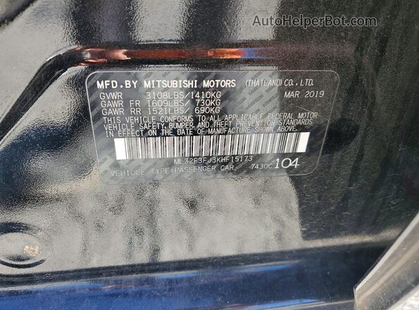ML32F3FJ3KHF15173 2019 MITSUBISHI MIRAGE Black 