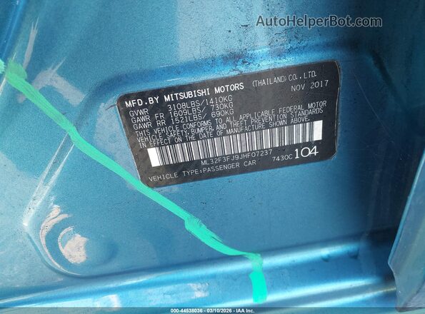 ML32F3FJ9JHF07237 2018 MITSUBISHI MIRAGE G4 Blue Շարժիչի բաժամունքի տեսք