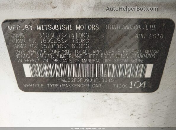 ML32F3FJ9JHF13345 2018 MITSUBISHI MIRAGE G4 White Շարժիչի բաժամունքի տեսք