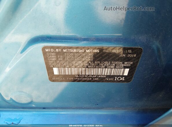 ML32F3FJ9JHF14866 2018 MITSUBISHI MIRAGE G4 Blue Շարժիչի բաժամունքի տեսք