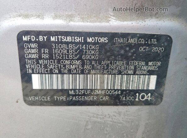 ML32FUFJ2MHF00544 2021 MITSUBISHI MIRAGE Silver ძრავის განყოფილების ხედი