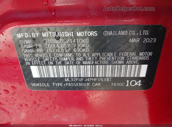 ML32FUFJ4PHF05331 2023 MITSUBISHI MIRAGE G4 Red Вид підкапотного простору