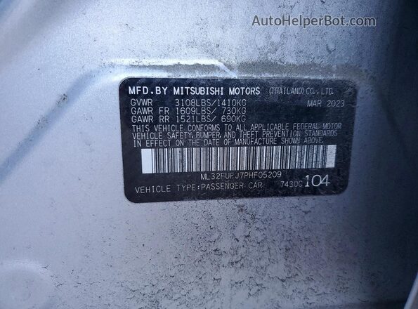 ML32FUFJ7PHF05209 2023 MITSUBISHI MIRAGE Серебряный Вид подкапотного пространства